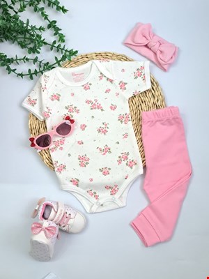 بادی و شلوار طرح گلسرخ کد۱۱۳