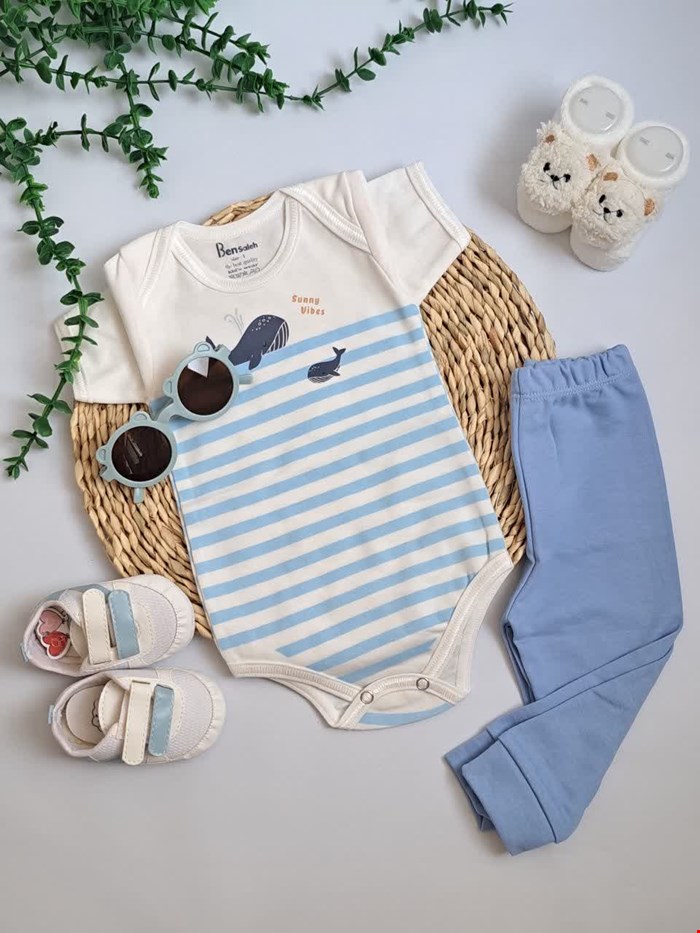 زیردکمه و شلوار طرح نهنگ کد۱۱۸