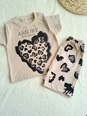 تیشرت شلوارک قلبی پلنگی کد۱۳۶