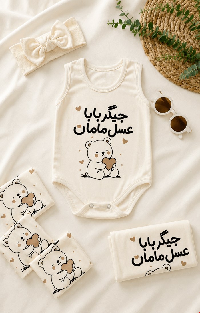 بادی رکابی نوزادی طرح جیگر بابا عسل مامان کد ۱۹۴