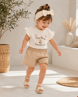 کراپ گلدوزی و شورتک کتان سایز ۳۰ ، ۳۵ و ۴۰ کد ۱۹۱