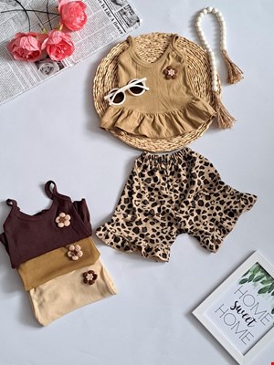 تاپ شلوارک پلنگی تک گل سایز 30 و 35 کد ۱۸۵